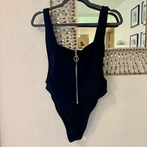 Black zip up body suit size medium